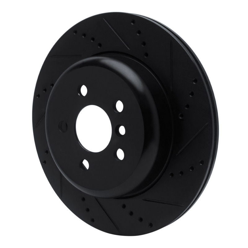 BMW 530I Brake Rotor (1) - Left Rear - R1 Concepts - Drilled & Slotted - Black - `17-`25